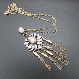 Vintage 70's Long Statement Necklace with Pendant